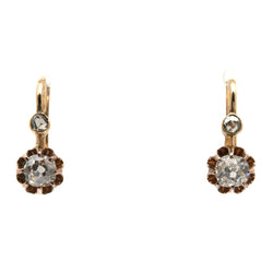Boucles d'oreilles Dormeuses en or jaune et diamants - Castafiore