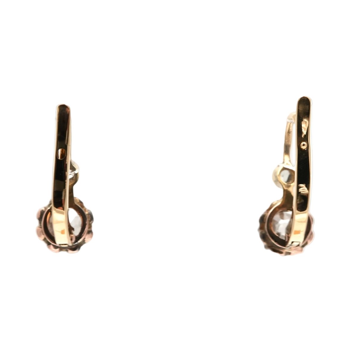Boucles d'oreilles Dormeuses en or jaune et diamants - Castafiore