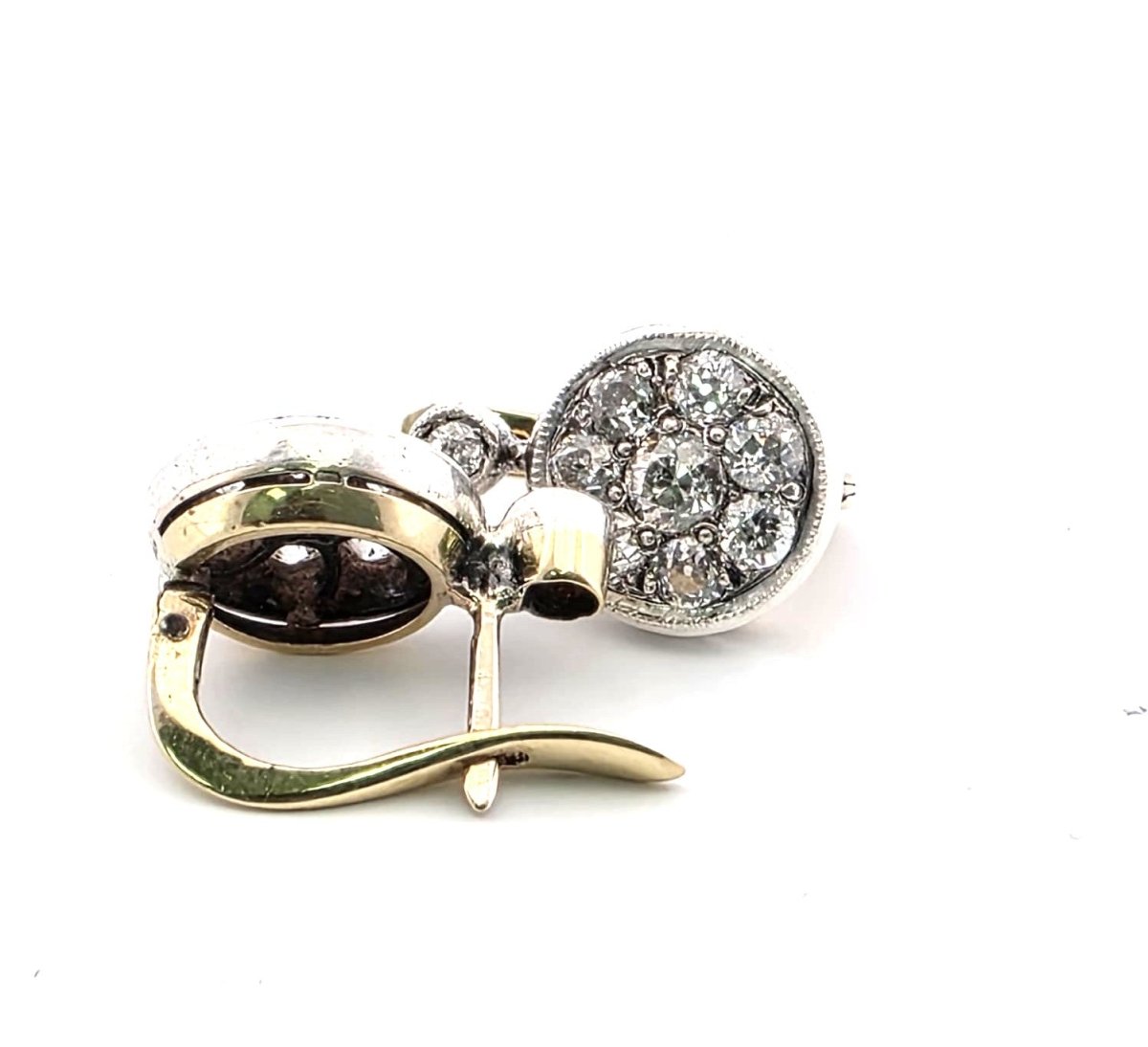 Boucles d'oreilles Dormeuses en or jaune et diamants - Castafiore