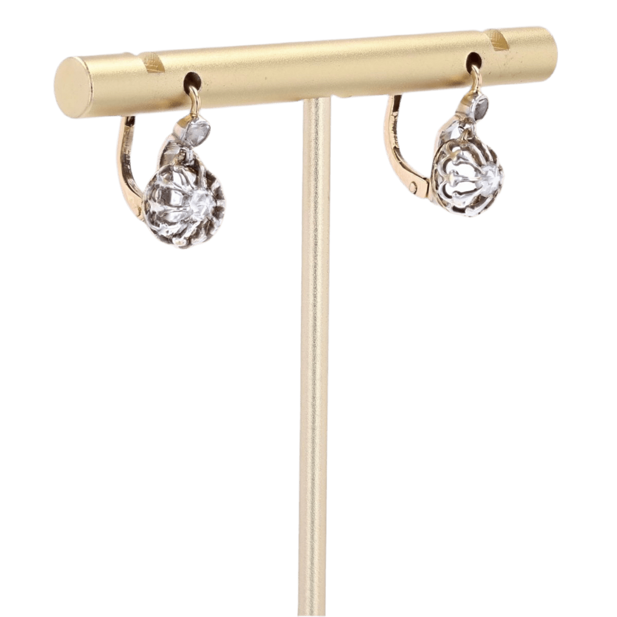 Boucles d'oreilles Dormeuses en or jaune et diamants - Castafiore