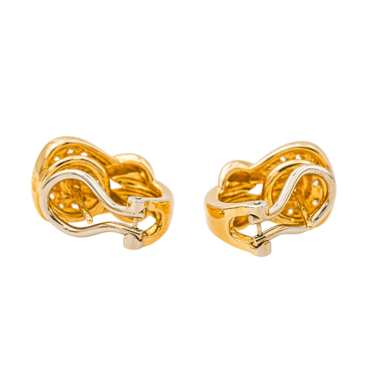 Boucles d'oreilles Dormeuses en or jaune et diamants - Castafiore