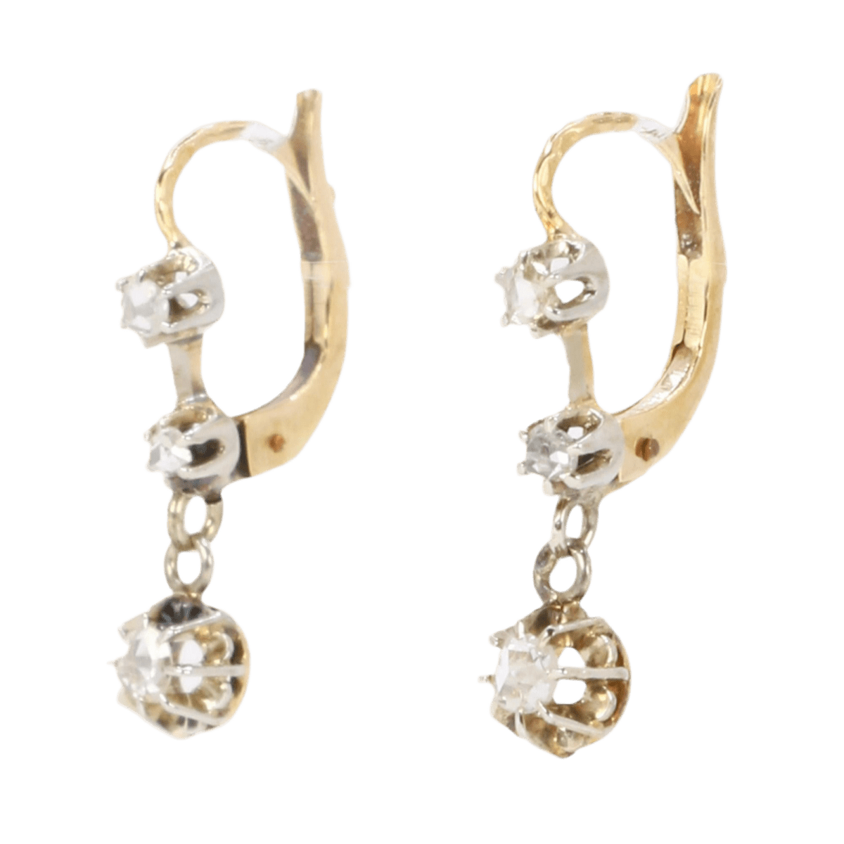 Boucles d'oreilles Dormeuses en or jaune et diamants - Castafiore