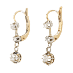 Boucles d'oreilles Dormeuses en or jaune et diamants - Castafiore