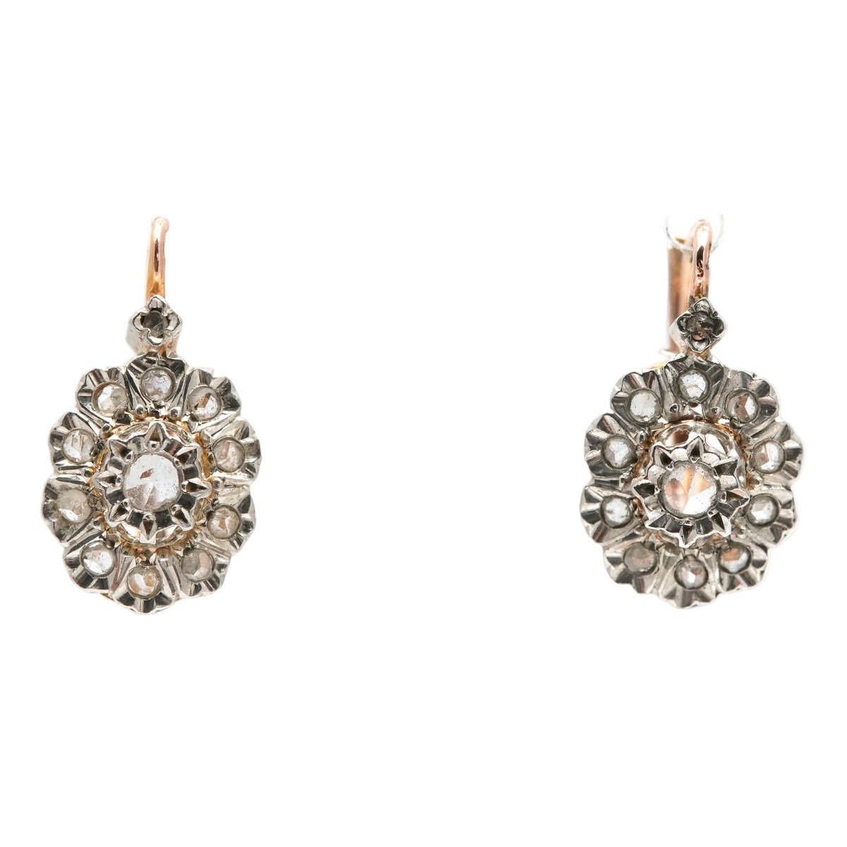 Boucles d'oreilles Dormeuses en or jaune et diamants - Castafiore