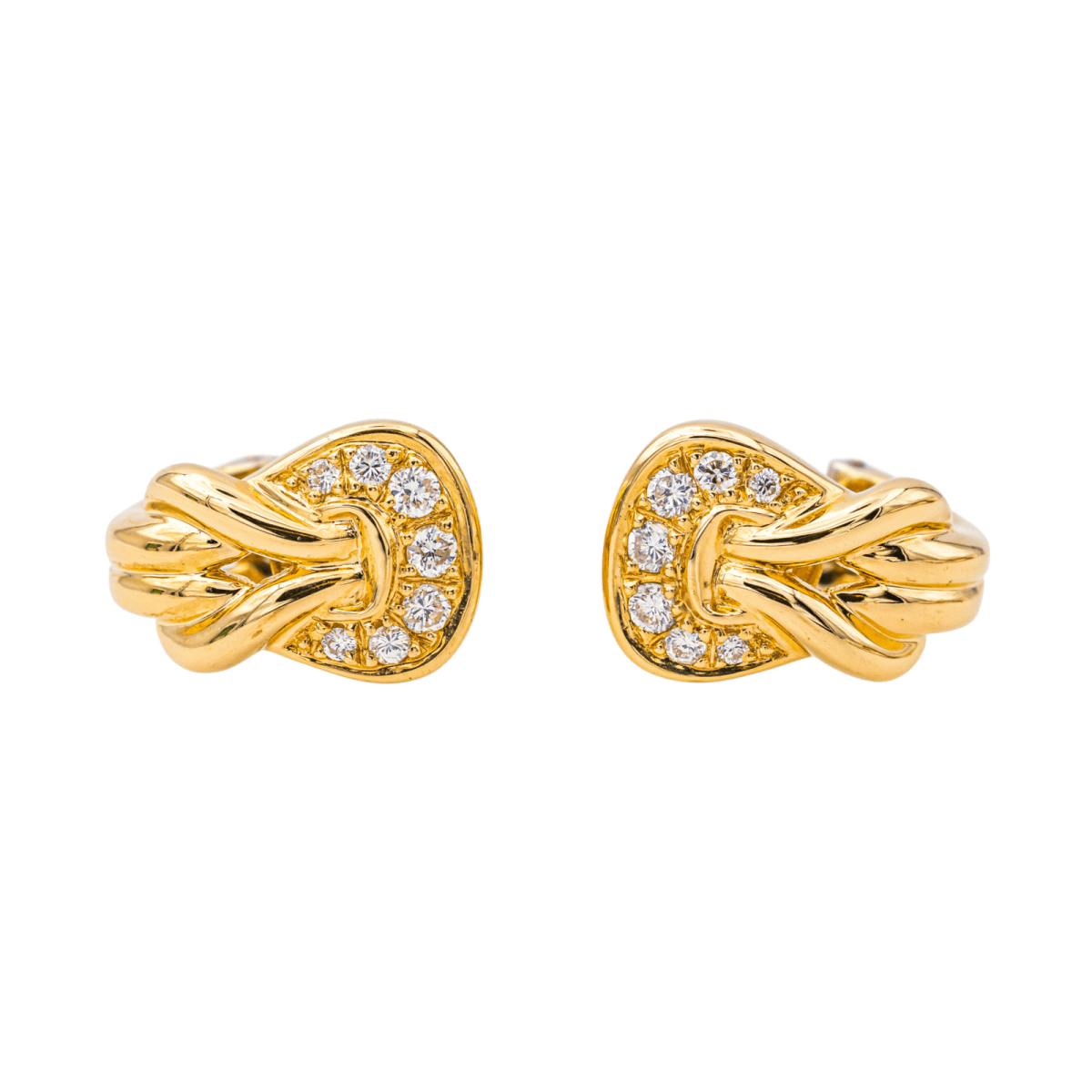 Boucles d'oreilles Dormeuses en or jaune et diamants - Castafiore