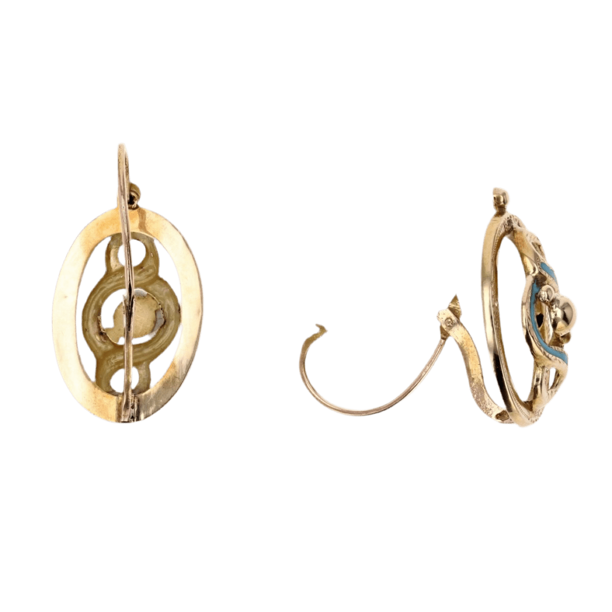 Boucles d'oreilles Dormeuses en or jaune et émail - Castafiore