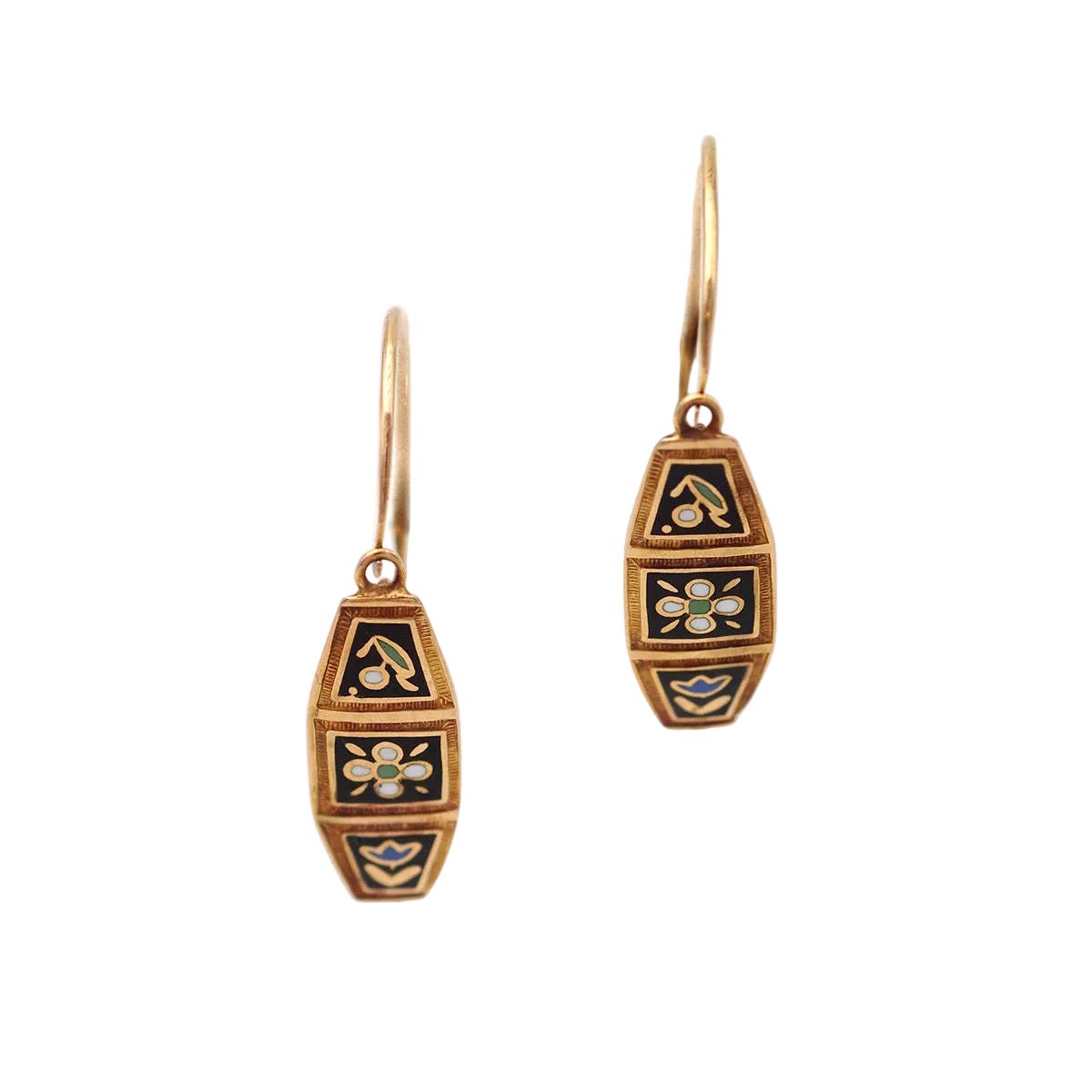 Boucles d'oreilles Dormeuses en or jaune et émail - Castafiore