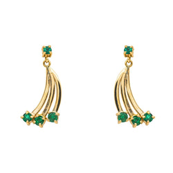 Boucles d'oreilles Dormeuses en or jaune et émeraudes - Castafiore