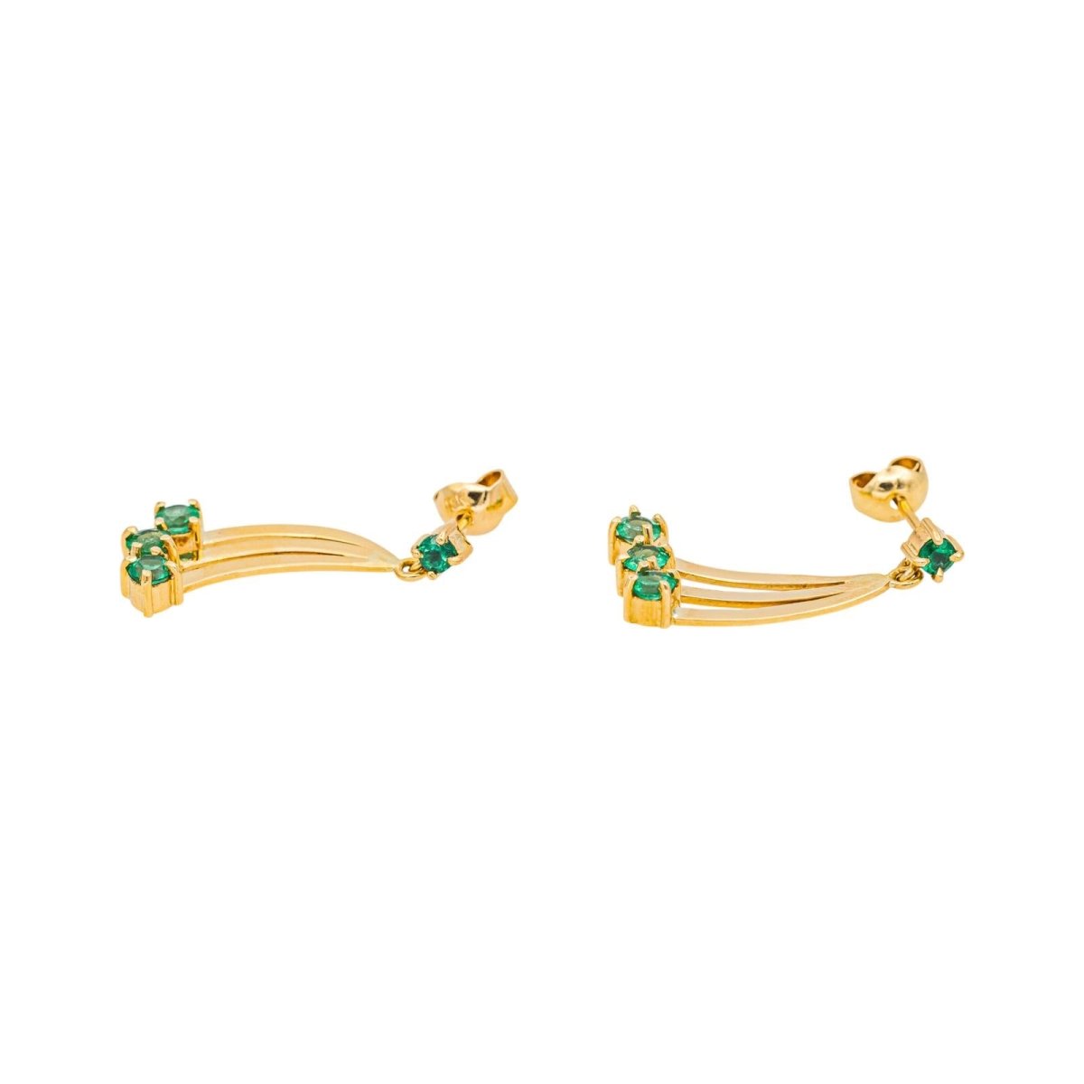 Boucles d'oreilles Dormeuses en or jaune et émeraudes - Castafiore