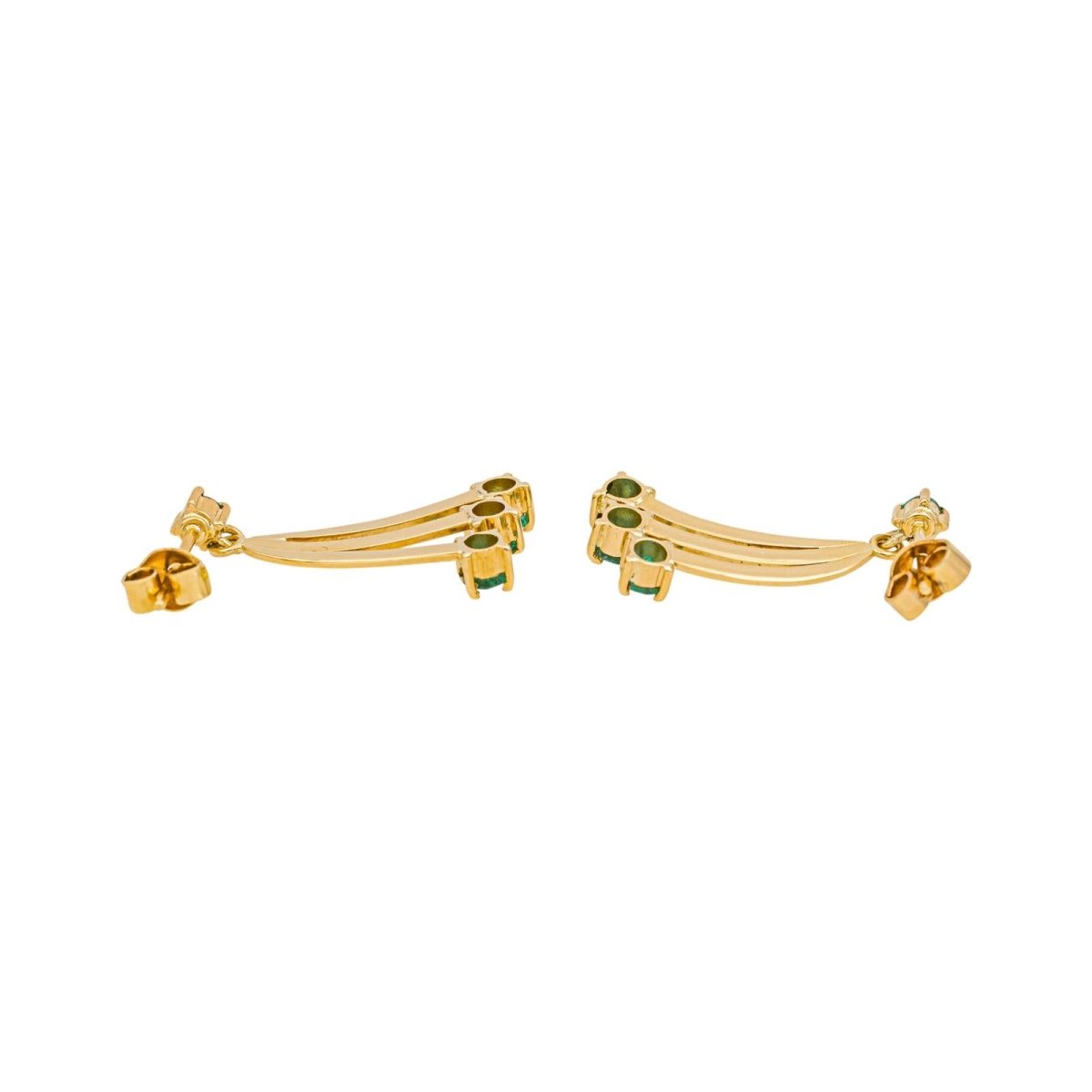 Boucles d'oreilles Dormeuses en or jaune et émeraudes - Castafiore