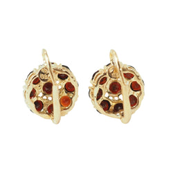 Boucles d'oreilles dormeuses en or jaune et grenat - Castafiore