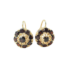 Boucles d'oreilles dormeuses en or jaune et grenat - Castafiore