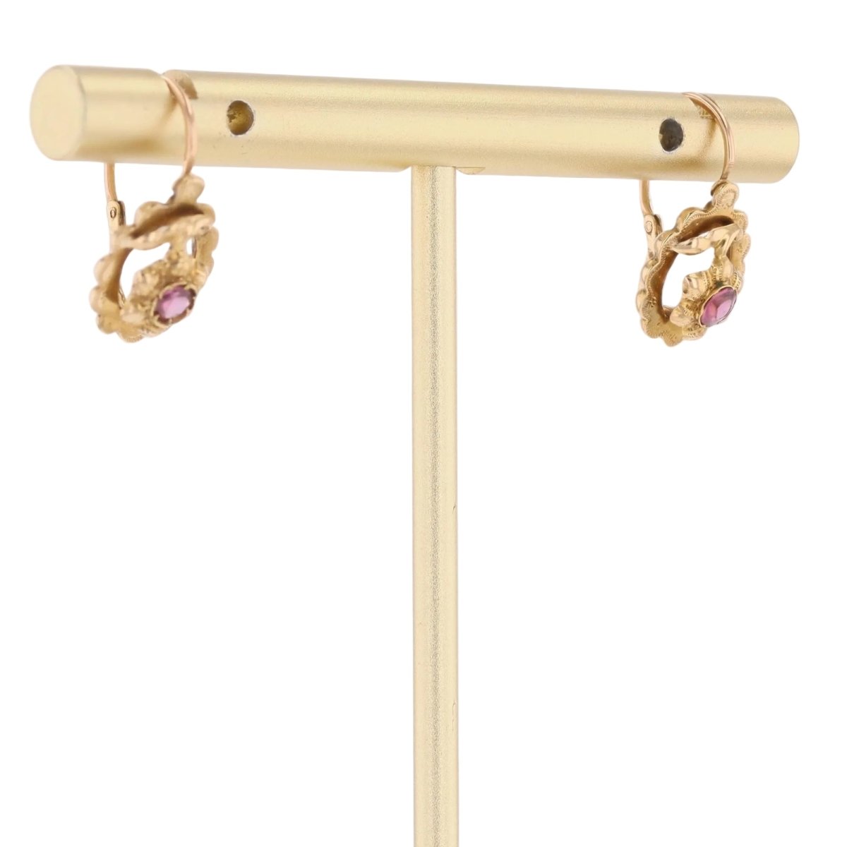 Boucles d'oreilles Dormeuses en or jaune et grenats - Castafiore