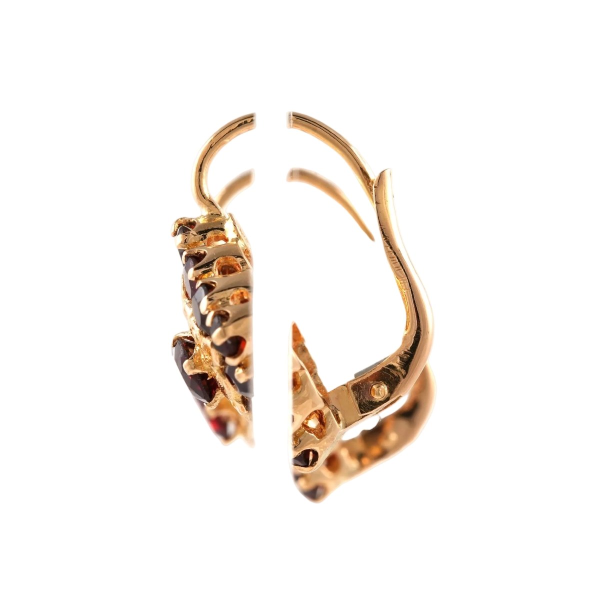 Boucles d'oreilles Dormeuses en or jaune et grenats - Castafiore