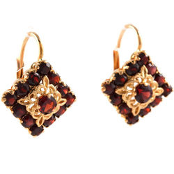 Boucles d'oreilles Dormeuses en or jaune et grenats - Castafiore