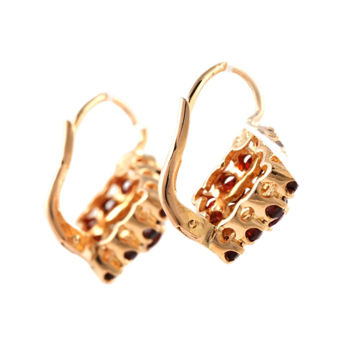 Boucles d'oreilles Dormeuses en or jaune et grenats - Castafiore