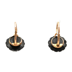 Boucles d'oreilles Dormeuses en or jaune et jais - Castafiore