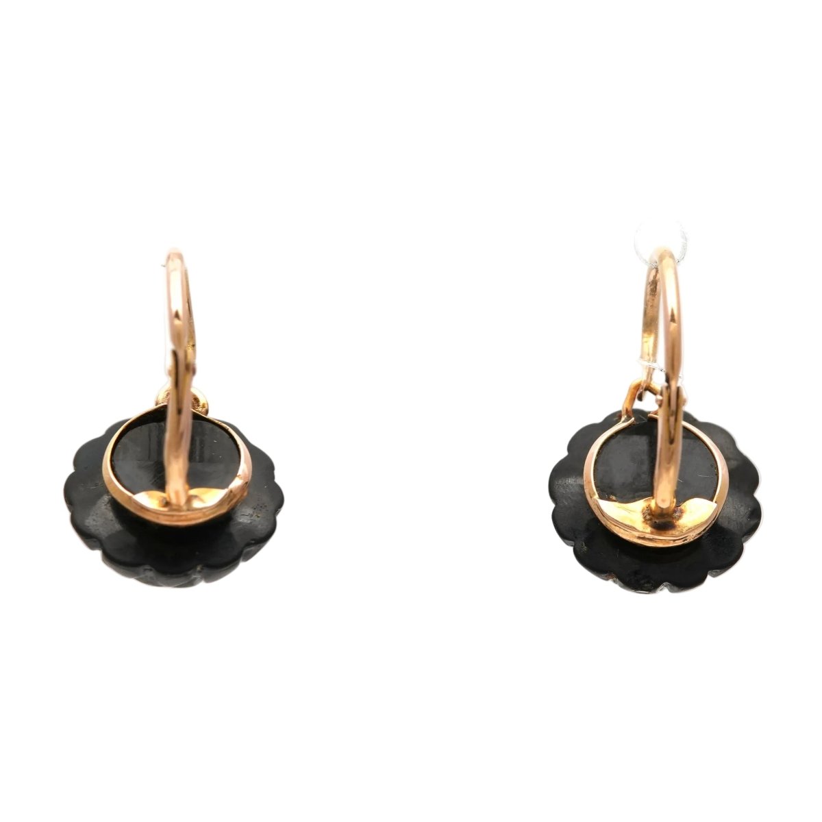 Boucles d'oreilles Dormeuses en or jaune et jais - Castafiore