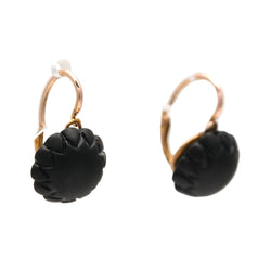 Boucles d'oreilles Dormeuses en or jaune et jais - Castafiore