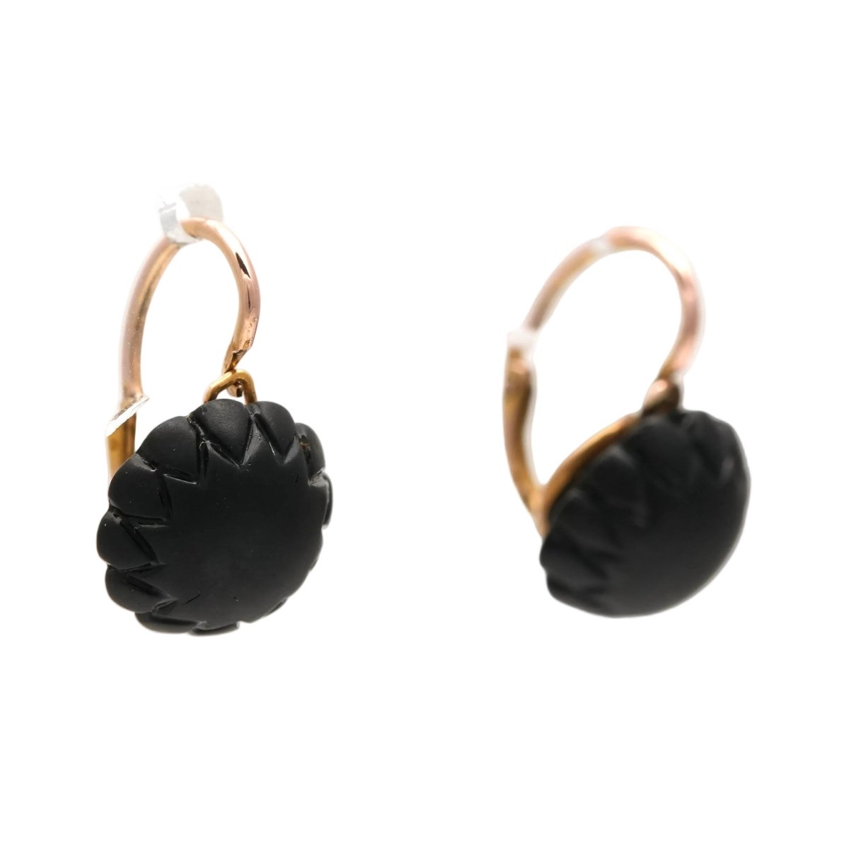 Boucles d'oreilles Dormeuses en or jaune et jais - Castafiore
