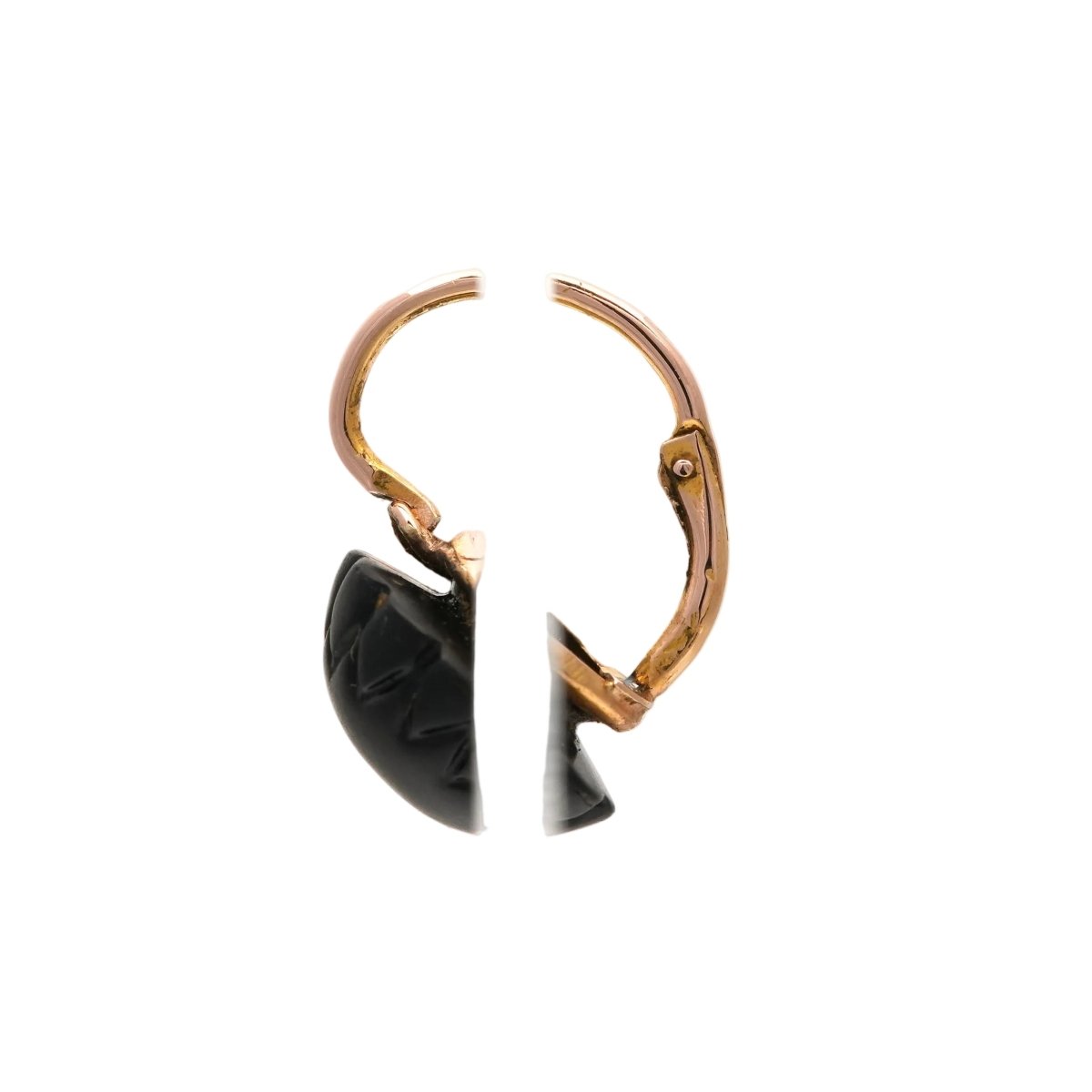 Boucles d'oreilles Dormeuses en or jaune et jais - Castafiore