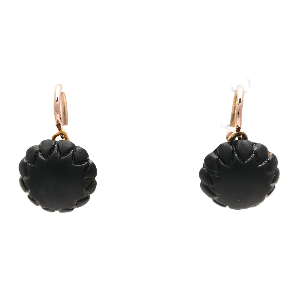 Boucles d'oreilles Dormeuses en or jaune et jais - Castafiore