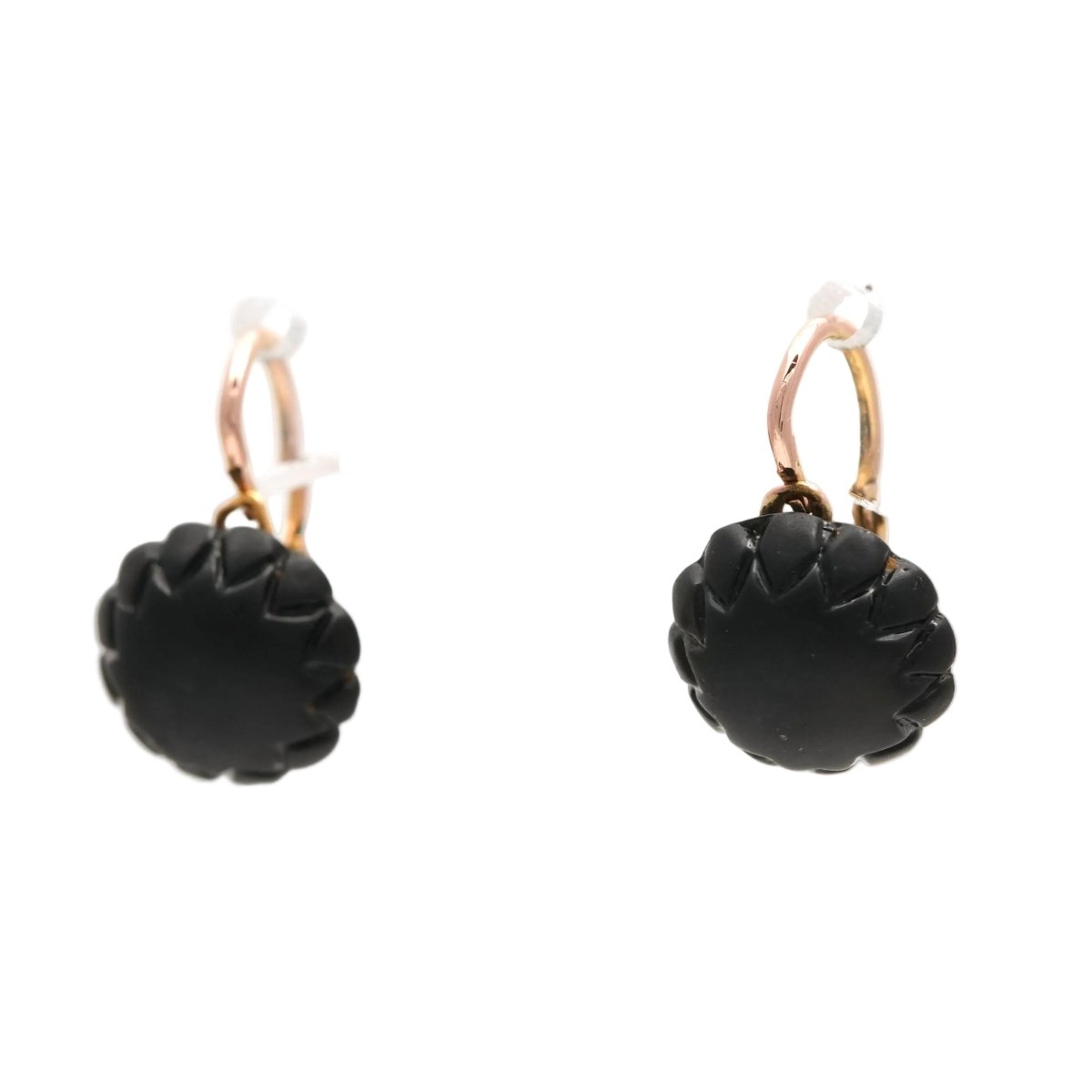 Boucles d'oreilles Dormeuses en or jaune et jais - Castafiore