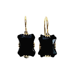 Boucles d’oreilles Dormeuses en or jaune et onyx - Castafiore