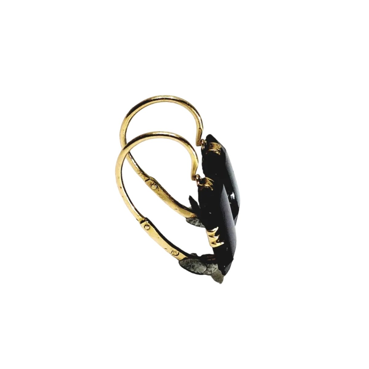Boucles d’oreilles Dormeuses en or jaune et onyx - Castafiore
