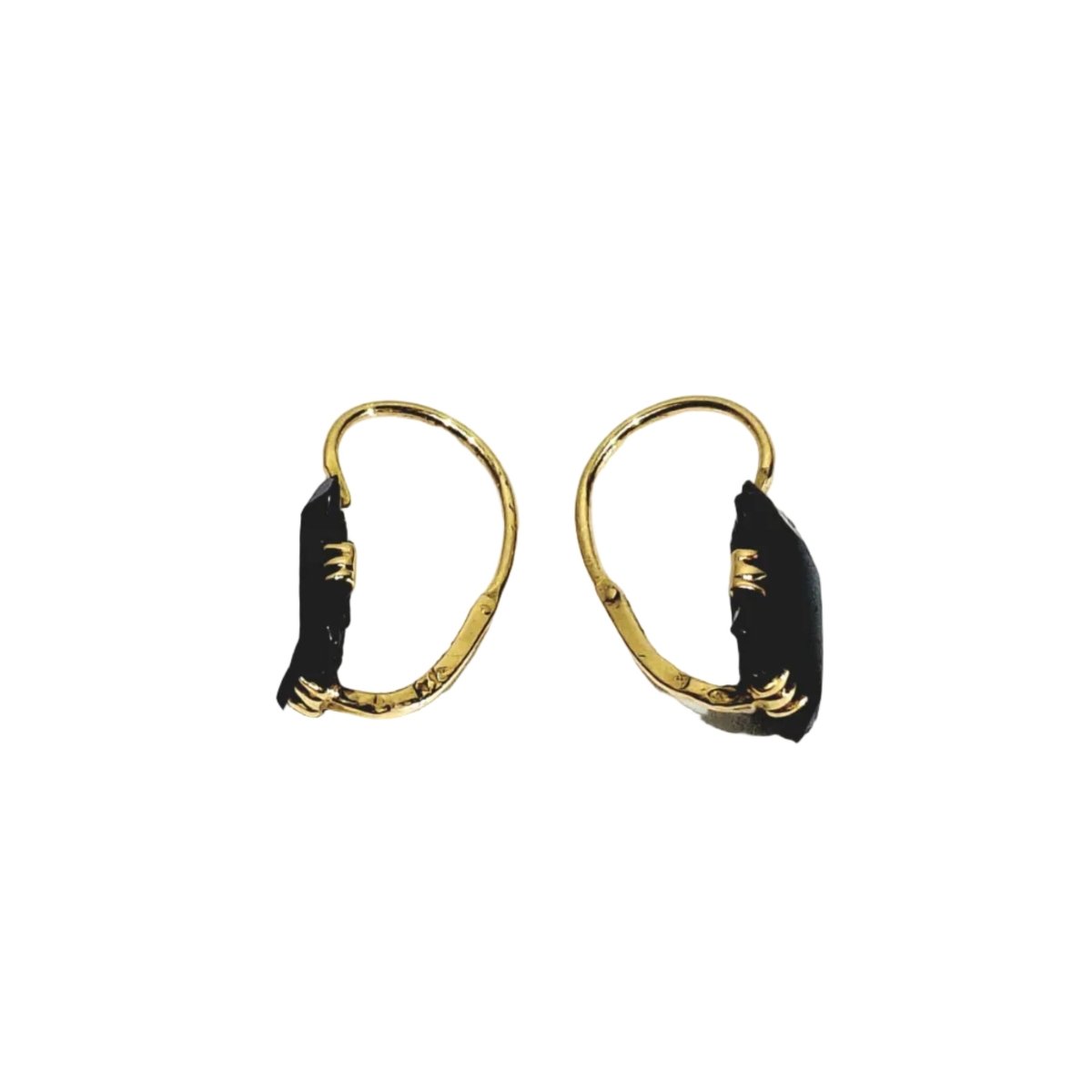 Boucles d’oreilles Dormeuses en or jaune et onyx - Castafiore