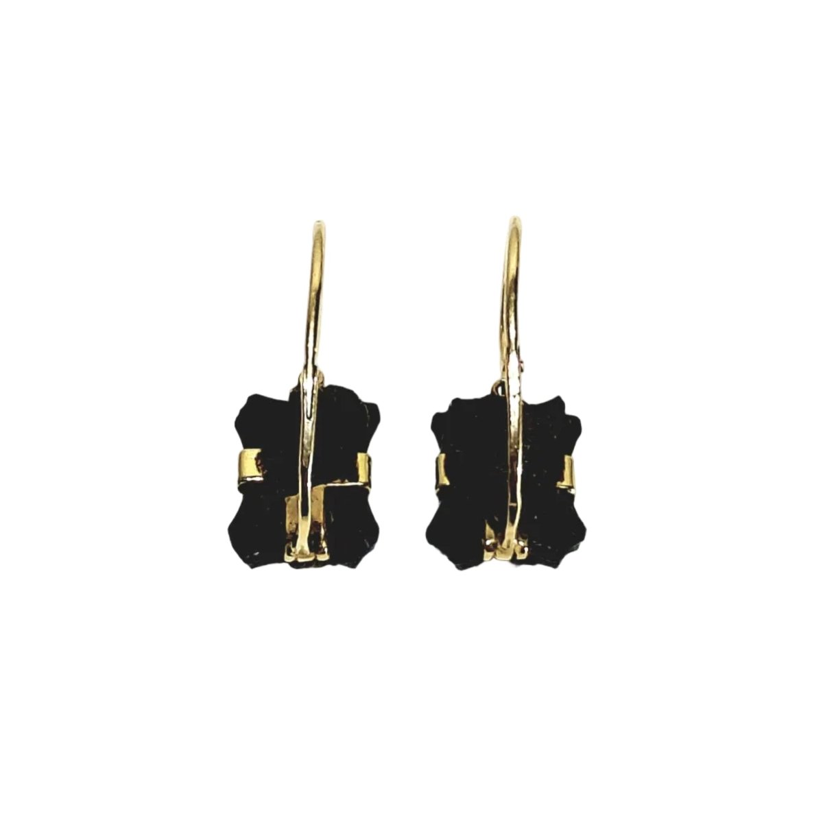 Boucles d’oreilles Dormeuses en or jaune et onyx - Castafiore
