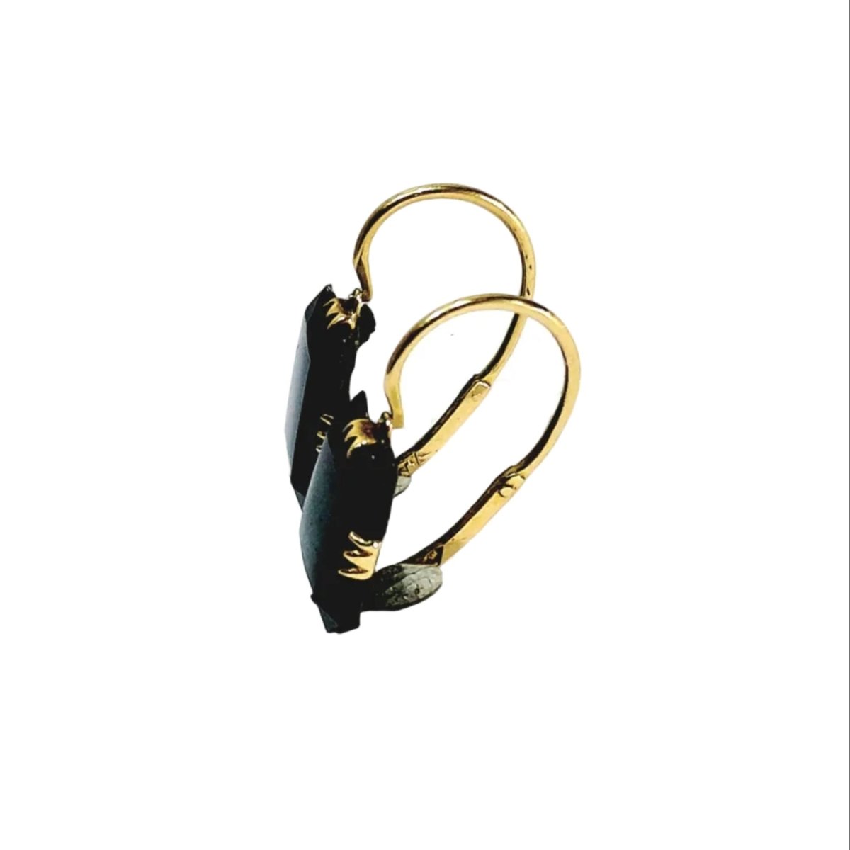 Boucles d’oreilles Dormeuses en or jaune et onyx - Castafiore