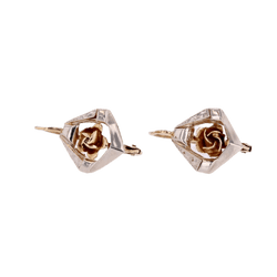 Boucles d'oreilles Dormeuses en or jaune et or blanc - Castafiore