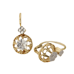 Boucles d'oreilles Dormeuses en or jaune et or blanc - Castafiore