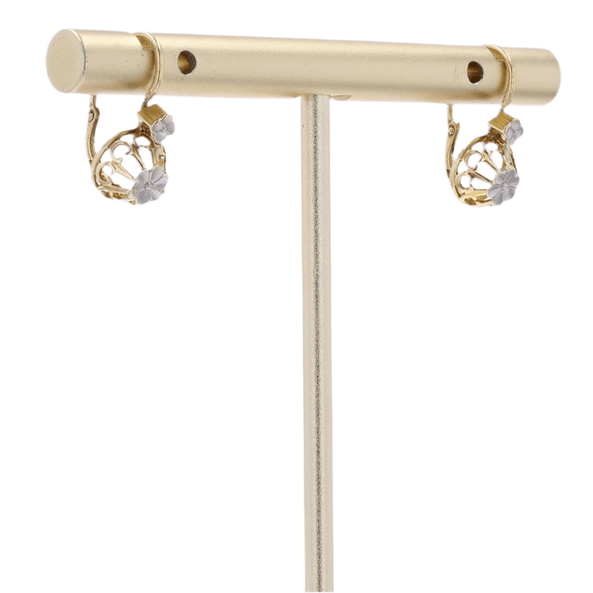 Boucles d'oreilles Dormeuses en or jaune et or blanc - Castafiore