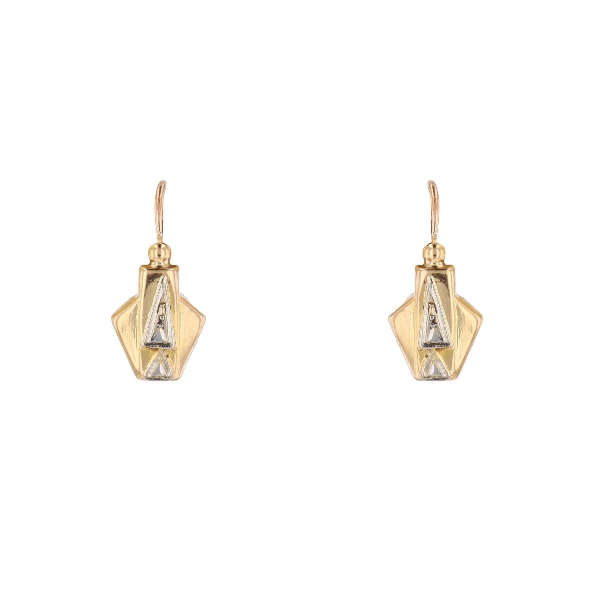 Boucles d'oreilles Dormeuses en or jaune et or blanc - Castafiore