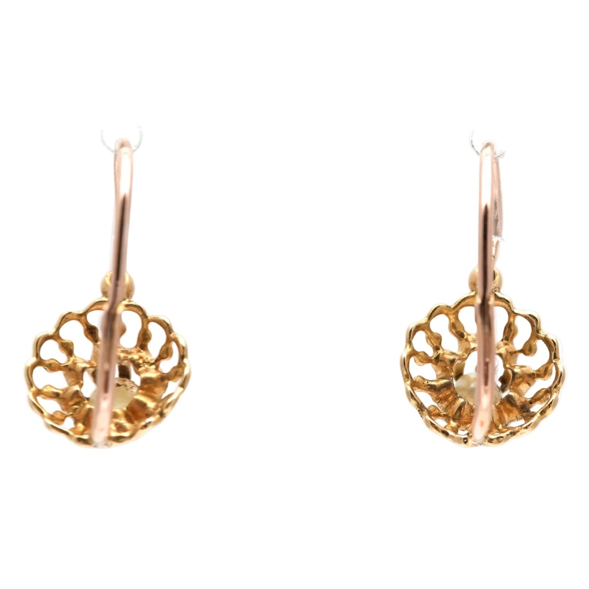 Boucles d'oreilles Dormeuses en or jaune et perles - Castafiore