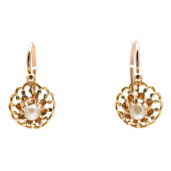 Boucles d'oreilles Dormeuses en or jaune et perles - Castafiore