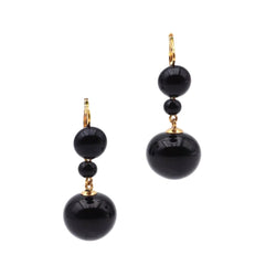 Boucles d'oreilles Dormeuses en or jaune et perles de verre - Castafiore