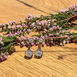 Boucles d'oreilles dormeuses en or jaune et platine avec diamants taille ancienne - Castafiore
