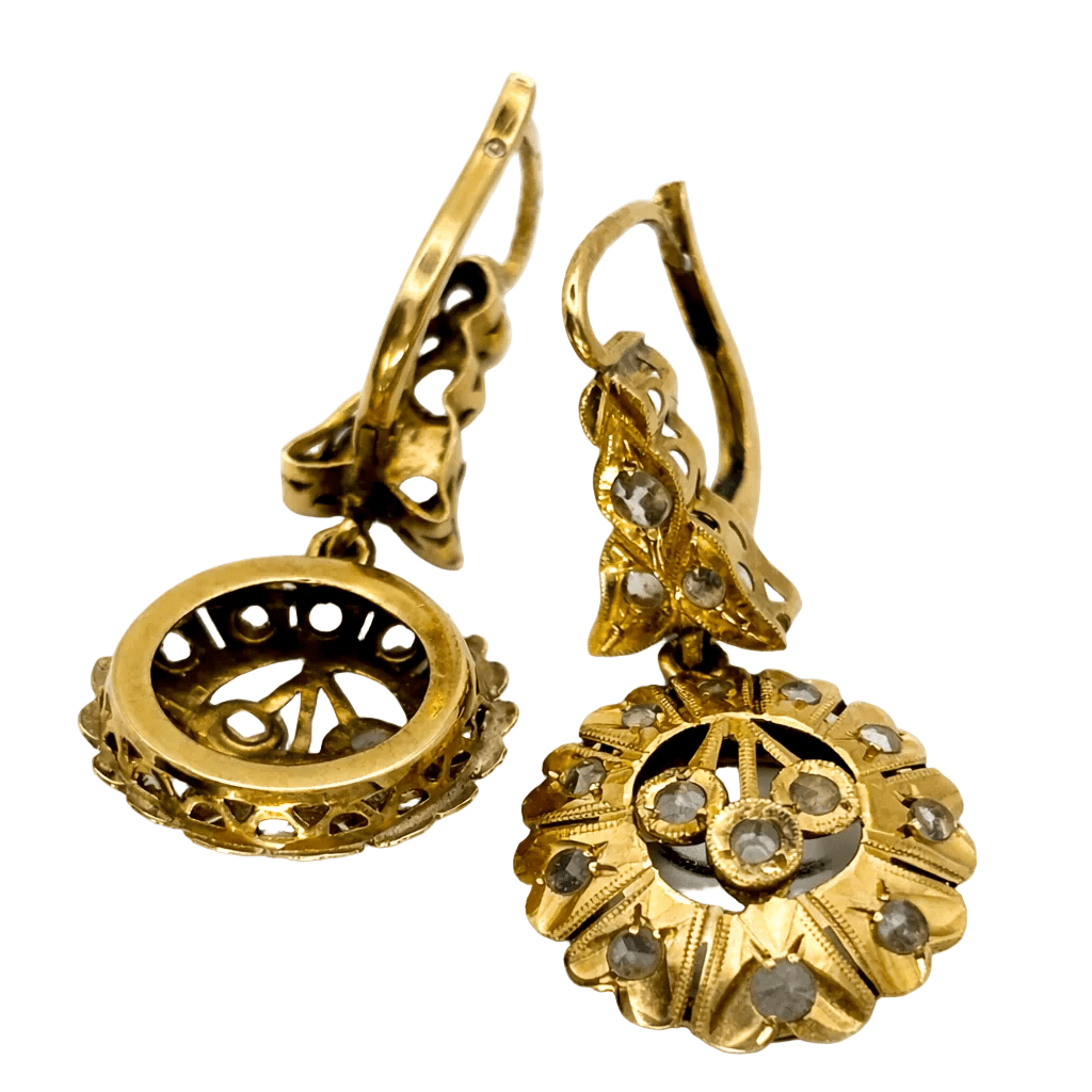 Boucles d'oreilles Dormeuses en or jaune et saphirs - Castafiore