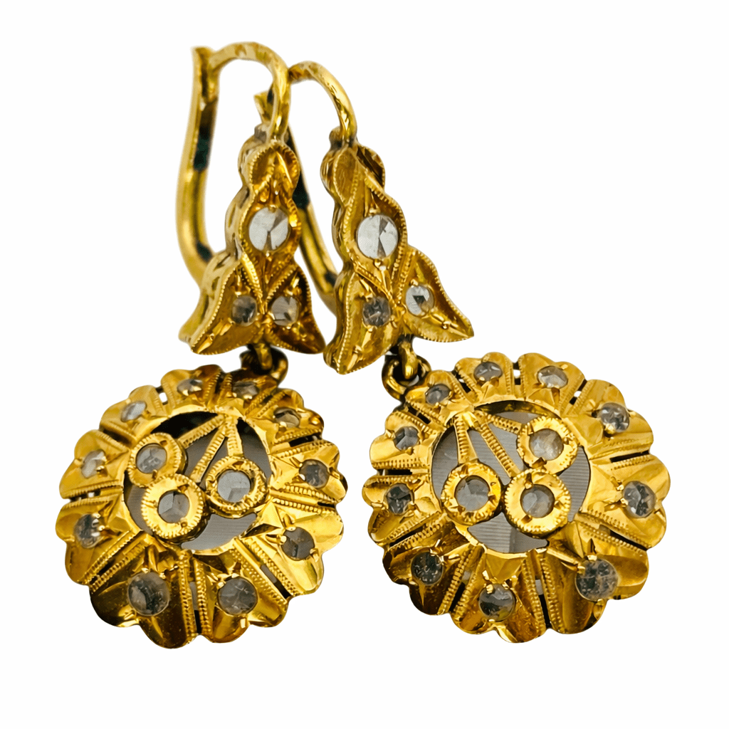Boucles d'oreilles Dormeuses en or jaune et saphirs - Castafiore
