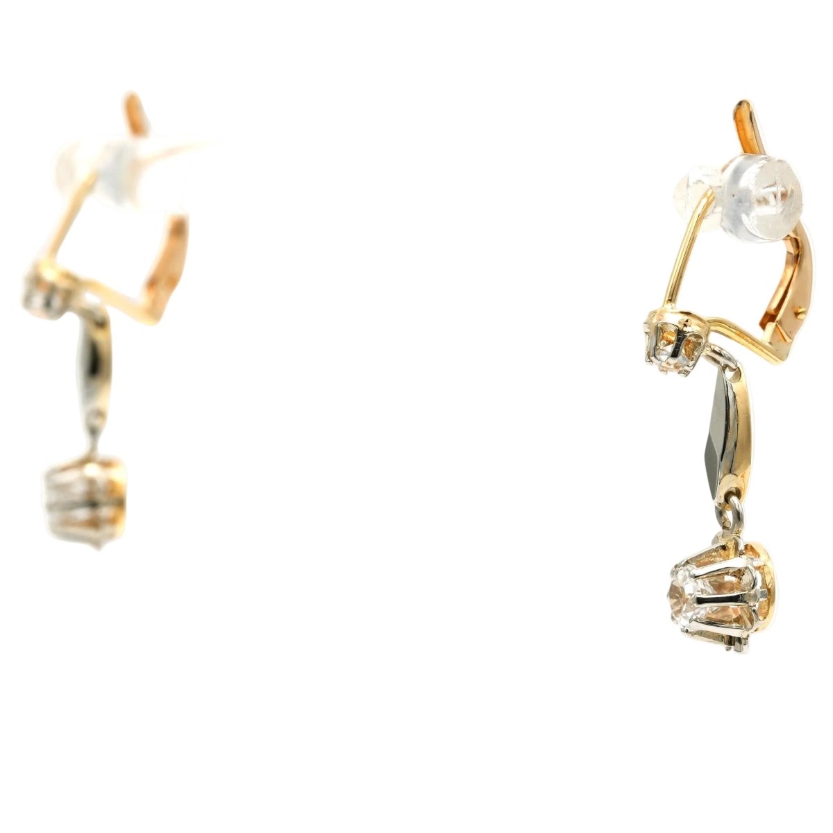Boucles d'oreilles Dormeuses en or jaune et saphirs - Castafiore