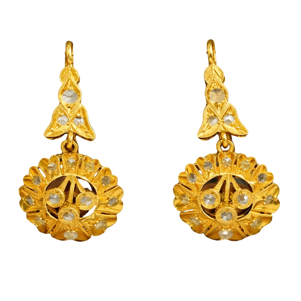 Boucles d'oreilles Dormeuses en or jaune et saphirs - Castafiore