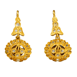 Boucles d'oreilles Dormeuses en or jaune et saphirs - Castafiore
