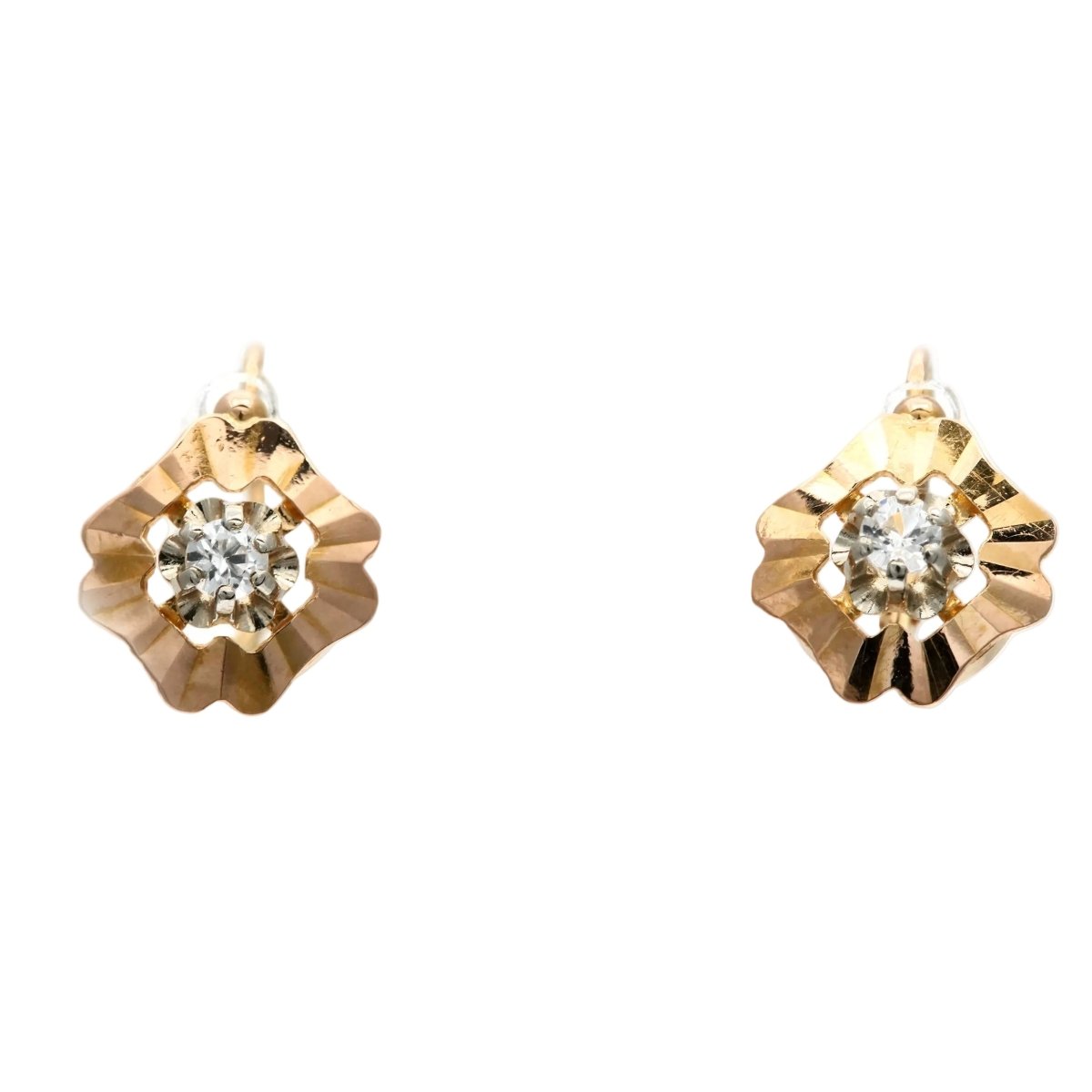 Boucles d'oreilles Dormeuses en or jaune et saphirs - Castafiore