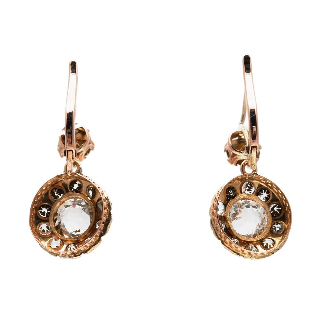Boucles d'oreilles Dormeuses en or jaune et strass - Castafiore