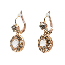 Boucles d'oreilles Dormeuses en or jaune et strass - Castafiore