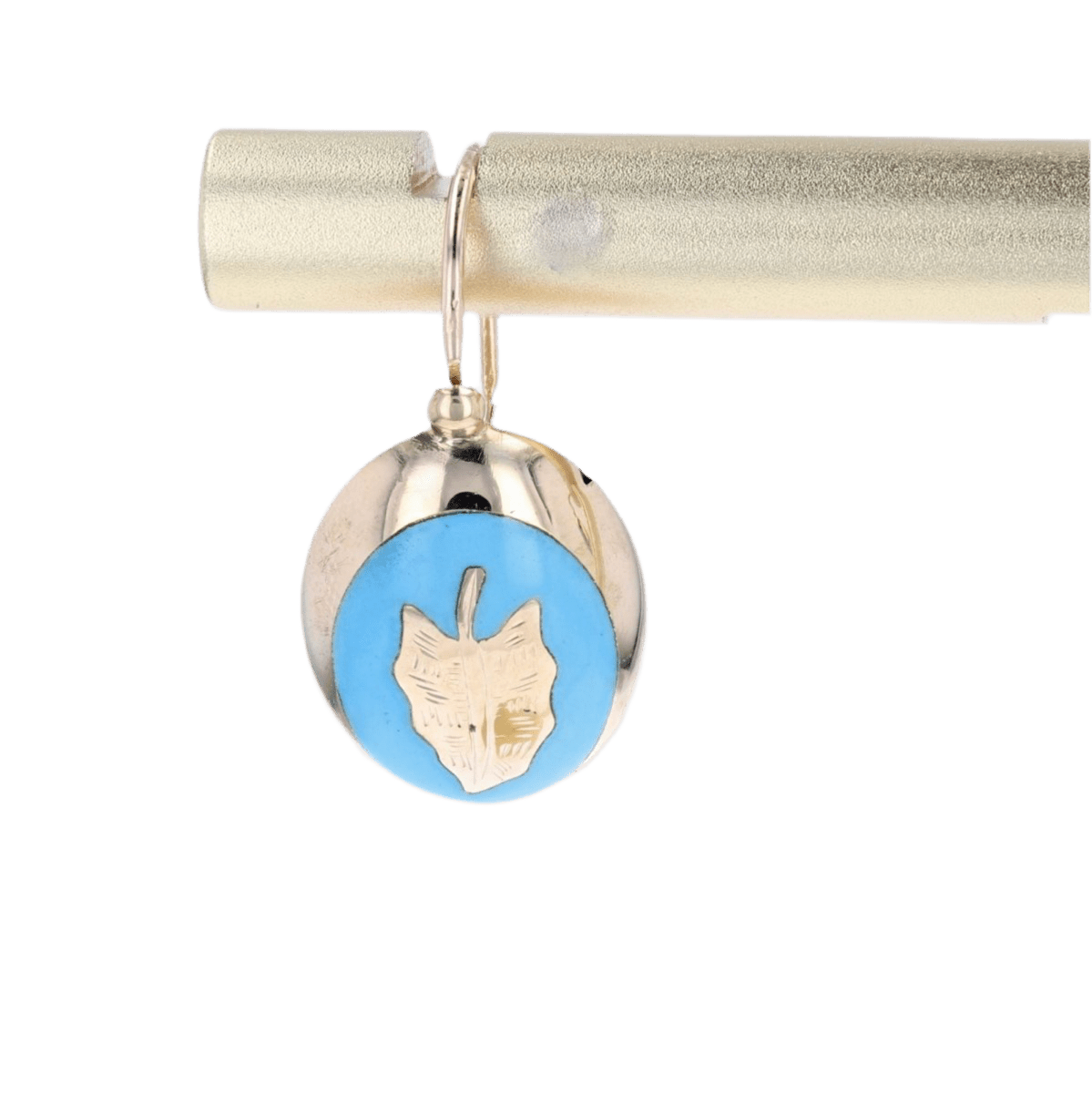 Boucles d'oreilles Dormeuses en or jaune et turquoise - Castafiore