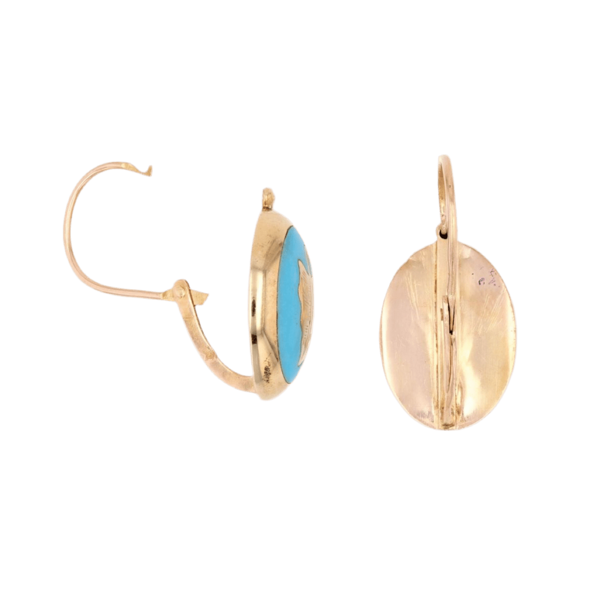 Boucles d'oreilles Dormeuses en or jaune et turquoise - Castafiore